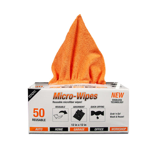 Microfiber Micro-Wipes, Dispenser Box, 200 gsm, 12”x12”, 50-Count