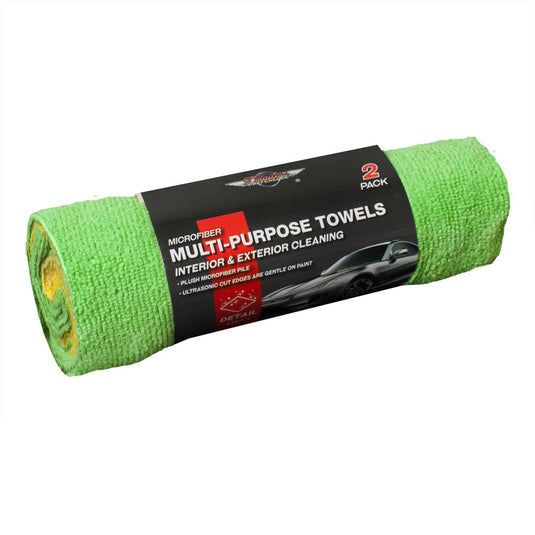 Microfiber Multi-Purpose Towels, Edgeless, 14”x17”, Green/Yellow, 2-Pack