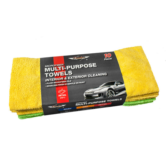 Microfiber Multi-Purpose Towels, Edgeless, 14”x17”, Green/Yellow, 10-Pack