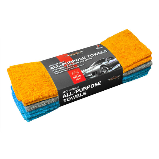 Microfiber All-Purpose Towels, Edgeless, 12”x16”, Orange/Gray/Blue, 7-Pack