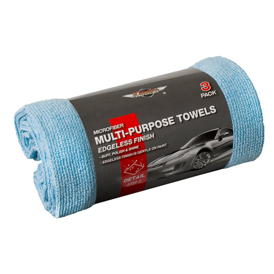 Microfiber Multi-Purpose Towels, Edgeless, 12”x16”, Blue, 3-Pack