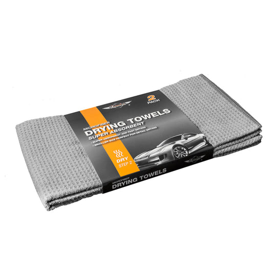 Microfiber Waffle Weave Drying Towels, 18”x24”, Gray, 2-Pack