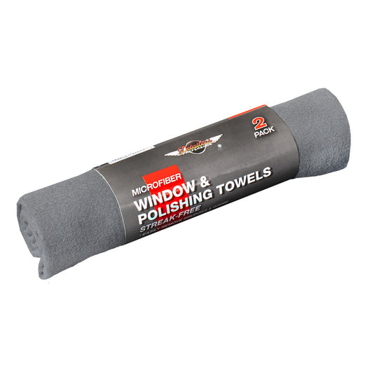 Microfiber Window/Polishing Towels, 14”x17”, Gray, 2-Pack