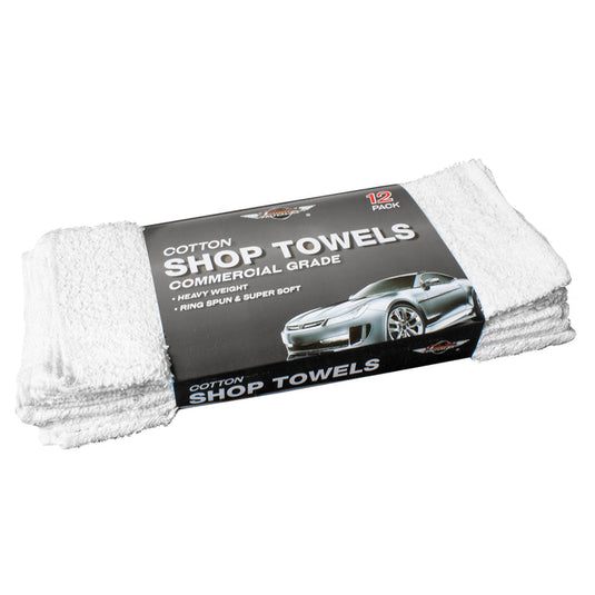 Cotton Shop Towels, 14”x17”, White, 6-Pack