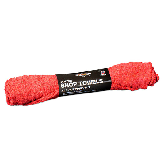Cotton Shop Towels, 11”x12”, Red, 3-Pack