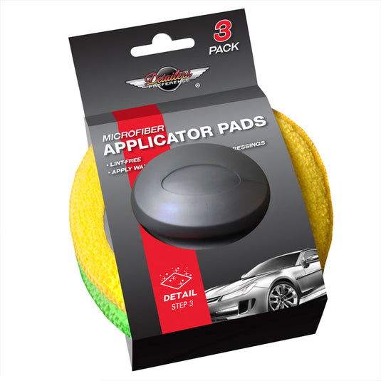 Microfiber Applicator Pads w/Comfort Grip Knob,  4.75”, Yellow/Green, 3-Pack