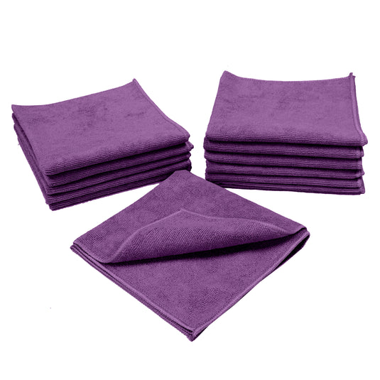 12-Pack 16"x16" 300 gsm Serged Microfiber Towels