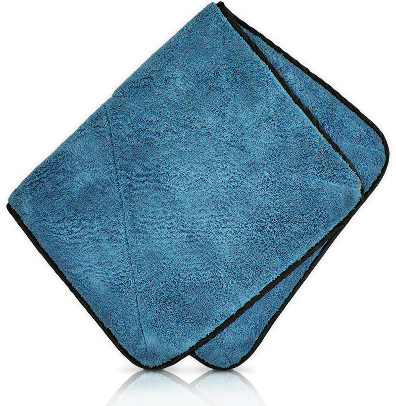Load image into Gallery viewer, Dry-All Dual Density Microfiber Towel, 780 gsm, 18"x32", Light Blue w/Black Trim

