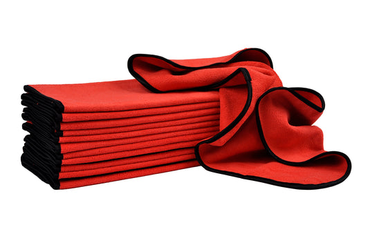 All-Purpose Terry Weave Microfiber, 380 gsm, 16”x24”, w/Black Satin Trim, 12-Pack