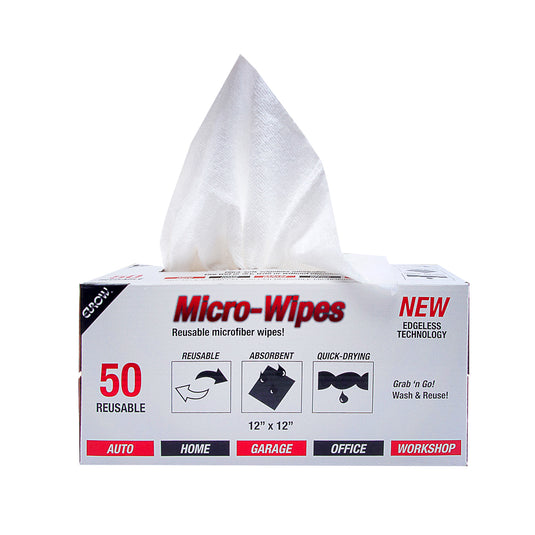 Microfiber Micro-Wipes, Dispenser Box, 200 gsm, 12”x12”, 50-Count