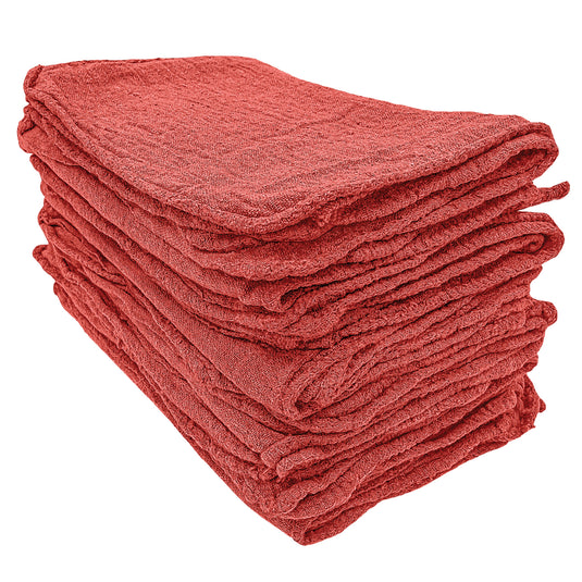 Cotton Shop Towels, 11”x12”, Red, 7-Pack