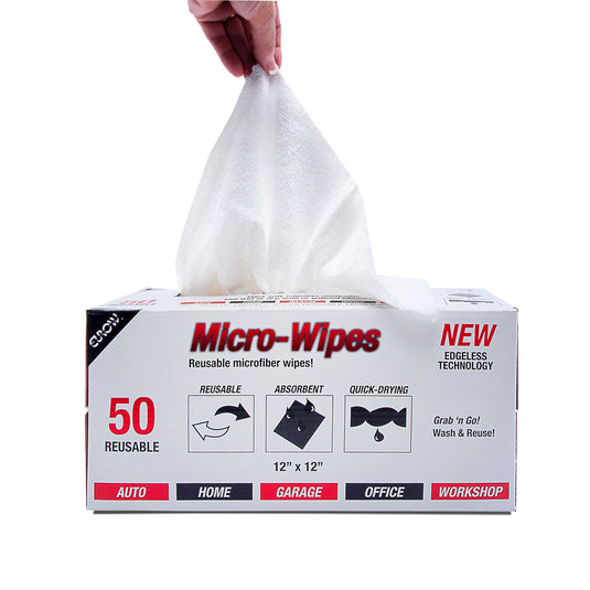 Microfiber Micro-Wipes, Dispenser Box, 200 gsm, 12”x12”, 50-Count