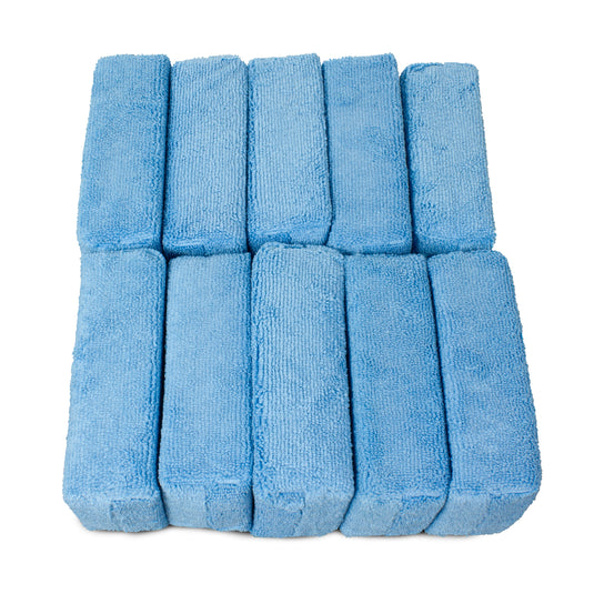 Applicators with Liquid Barrier, Microfiber Terry, 5” x 3” x 1.5”, Blue, 10-Pack