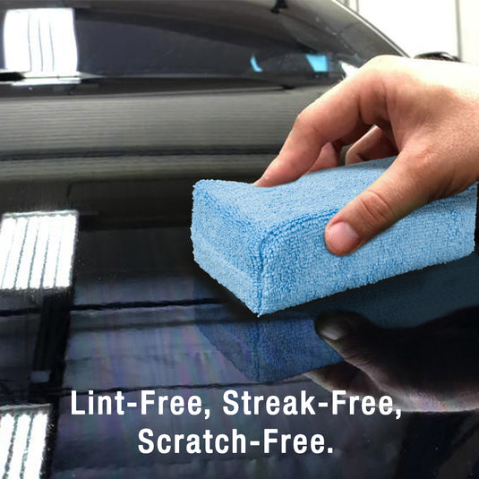 Applicators with Liquid Barrier, Microfiber Terry, 5” x 3” x 1.5”, Blue, 10-Pack