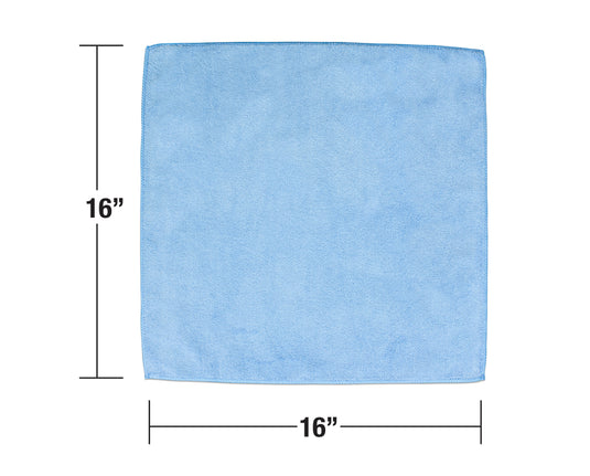 12-Pack 16"x16" 350gsm Serged Edge Microfiber Towels