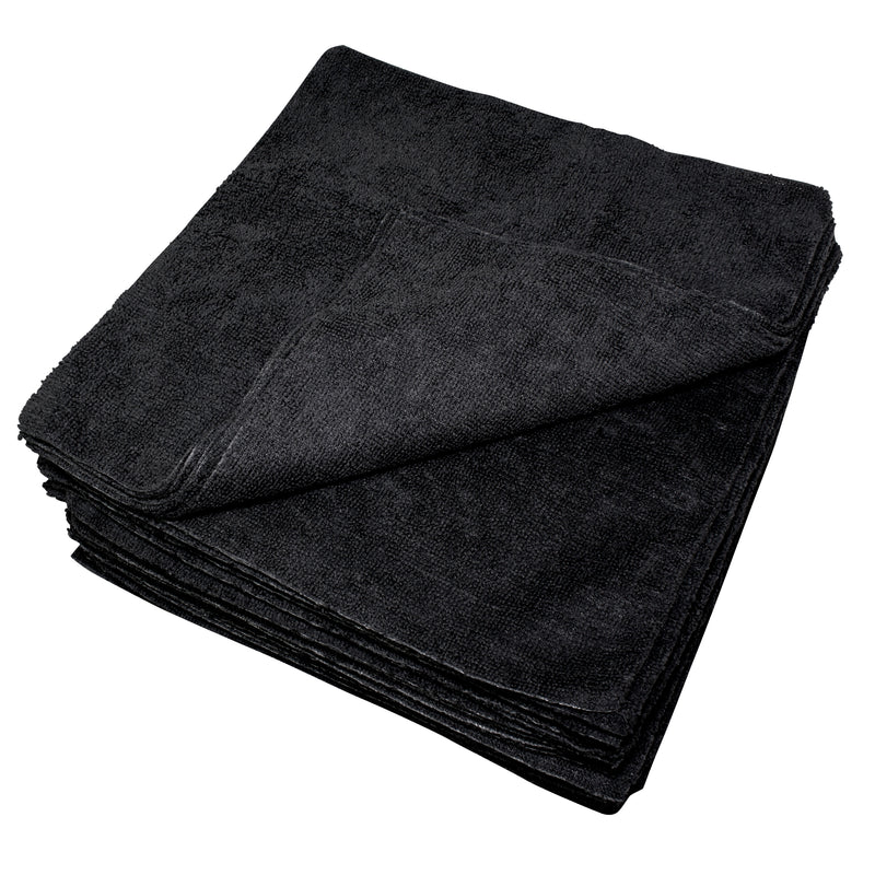 Load image into Gallery viewer, All-Purpose Terry Weave Microfiber Towels, 200gsm, 12"x12", Black, 50-Pack
