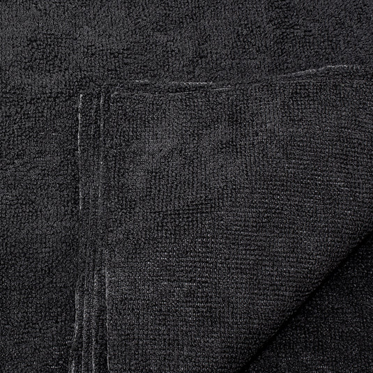 All-Purpose Terry Weave Microfiber Towels, 200gsm, 12"x12", Black, 50-Pack