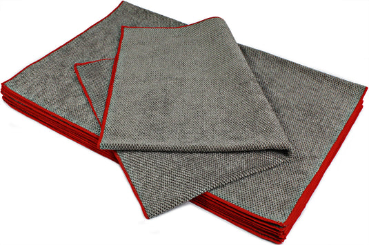 Big Pearl Microfiber Towel, 430 gsm, 24"x32", Gray w/Red Trim