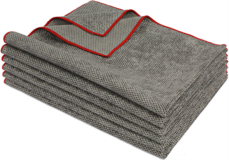 Load image into Gallery viewer, Big Pearl Microfiber Towel, 430 gsm, 24"x32", Gray w/Red Trim
