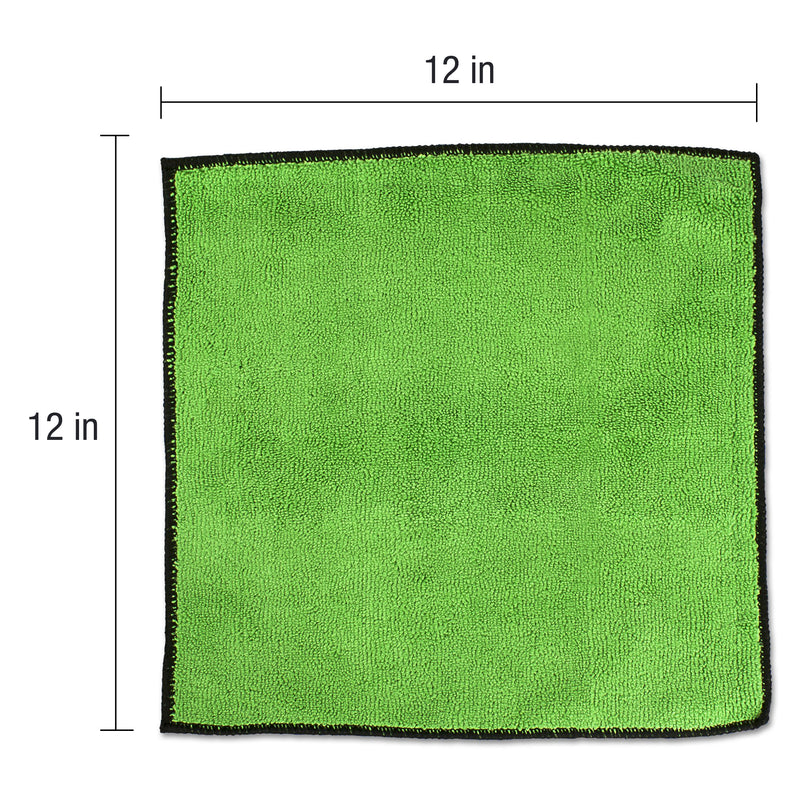 Load image into Gallery viewer, All-Purpose Terry Weave Microfiber, 350gsm, 12"x12", Green with Black Trim, 50-Pack
