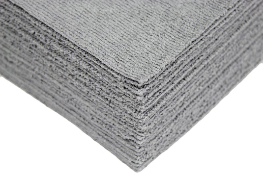All-Purpose Silver-Embedded Terry Weave Microfiber, Ultrasonic Cut, 290 gsm, 12"x12", Silver, 25-Pack