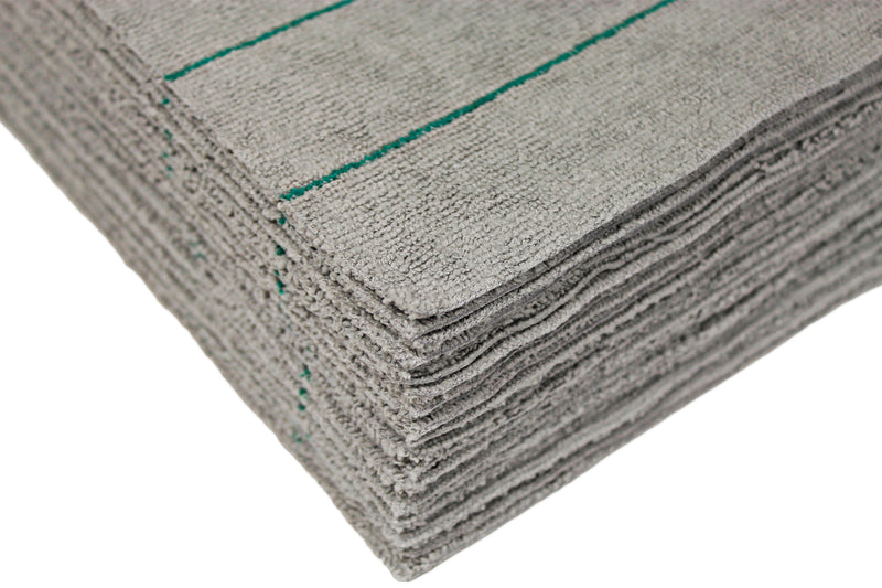 Load image into Gallery viewer, All-Purpose Silver-Embedded Terry Weave Microfiber, Ultrasonic Cut, 290 gsm, 16"x16", Silver w/ Pinstripes, 12-Pack
