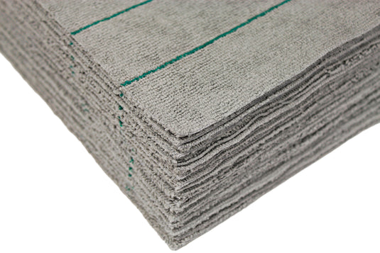 All-Purpose Silver-Embedded Terry Weave Microfiber, Ultrasonic Cut, 290 gsm, 16"x16", Silver w/ Pinstripes, 12-Pack