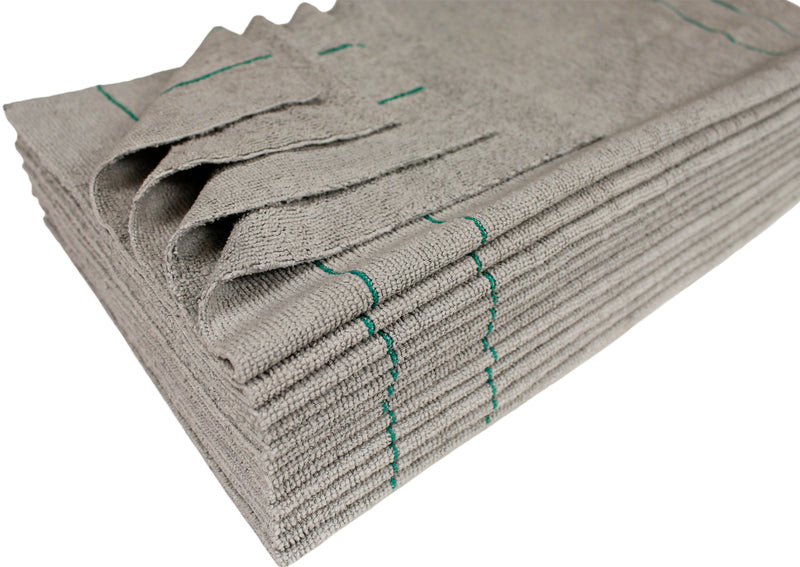 Load image into Gallery viewer, All-Purpose Silver-Embedded Terry Weave Microfiber, Ultrasonic Cut, 290 gsm, 16"x16", Silver w/ Pinstripes, 12-Pack
