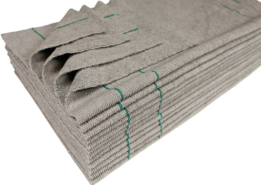 All-Purpose Silver-Embedded Terry Weave Microfiber, Ultrasonic Cut, 290 gsm, 16"x16", Silver w/ Pinstripes, 12-Pack