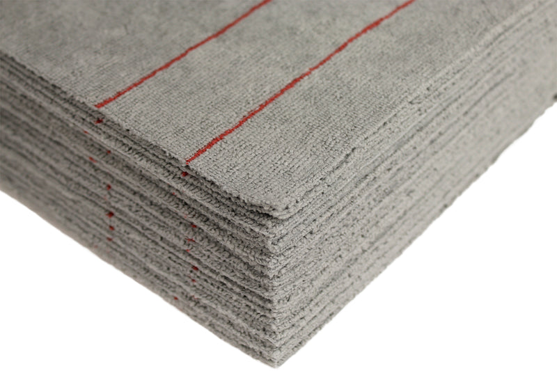 Load image into Gallery viewer, All-Purpose Silver-Embedded Terry Weave Microfiber, Ultrasonic Cut, 290 gsm, 16"x16", Silver w/ Pinstripes, 12-Pack
