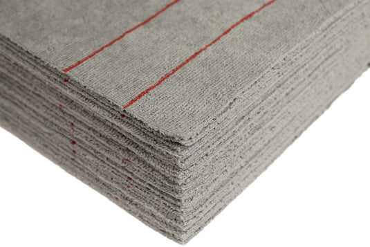 All-Purpose Silver-Embedded Terry Weave Microfiber, Ultrasonic Cut, 290 gsm, 16"x16", Silver w/ Pinstripes, 12-Pack