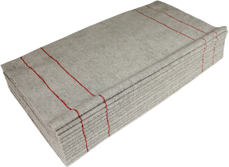 Load image into Gallery viewer, All-Purpose Silver-Embedded Terry Weave Microfiber, Ultrasonic Cut, 290 gsm, 16"x16", Silver w/ Pinstripes, 12-Pack
