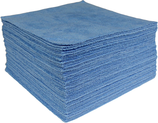 All-Purpose Terry Weave Microfiber, Ultrasonic Cut, 350 gsm, 12"x12", Blue, 50-Pack