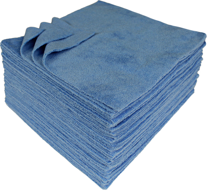 Load image into Gallery viewer, All-Purpose Terry Weave Microfiber, Ultrasonic Cut, 350 gsm, 12"x12", Blue, 50-Pack
