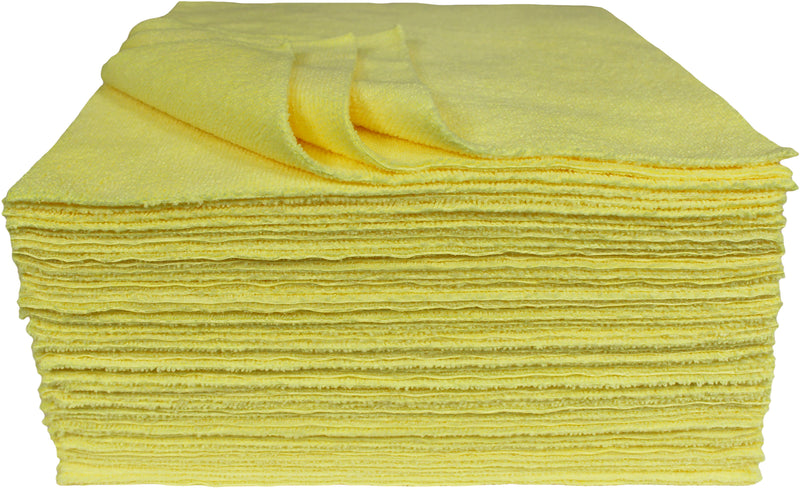 Load image into Gallery viewer, All-Purpose Terry Weave Microfiber, Ultrasonic Cut, 300 gsm, 12"x12", Yellow, 50-Pack
