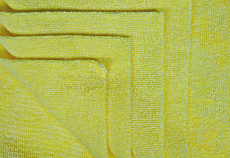 Load image into Gallery viewer, All-Purpose Terry Weave Microfiber, Ultrasonic Cut, 300 gsm, 12"x12", Yellow, 50-Pack
