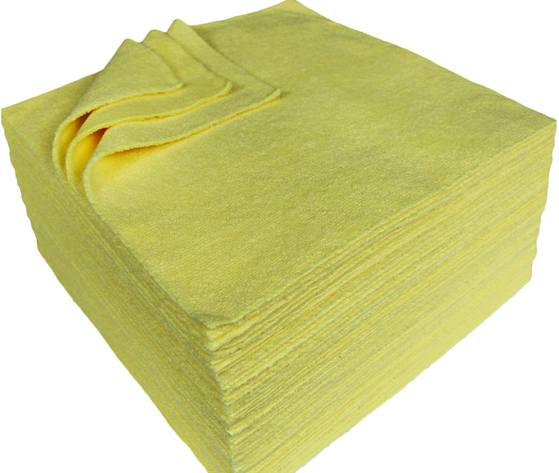 Load image into Gallery viewer, All-Purpose Terry Weave Microfiber, Ultrasonic Cut, 300 gsm, 12"x12", Yellow, 50-Pack
