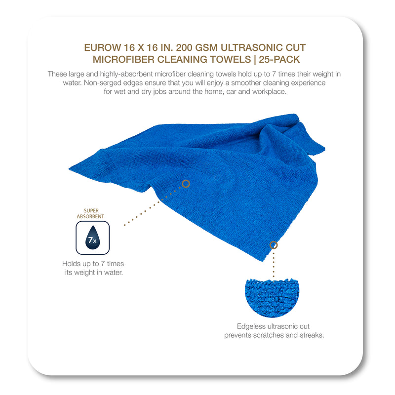 Load image into Gallery viewer, All-Purpose Terry Weave Microfiber Towels, Edgeless, 200gsm, 16"x16", 25-Pack
