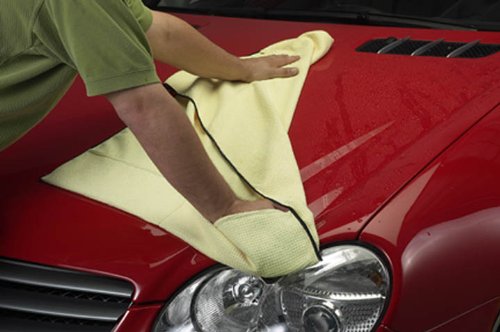 Drying Towel, Microfiber Waffle Weave w/4 Pockets, 390gsm, 26