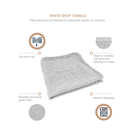 50-Pack 11"x12" Cotton Shop Towels